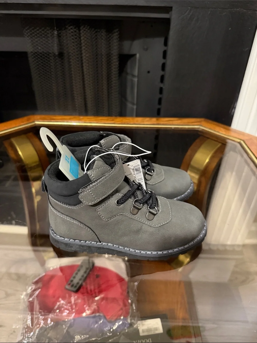 The Children's Place Grey Ankle Boots with Strap & Lace Detail